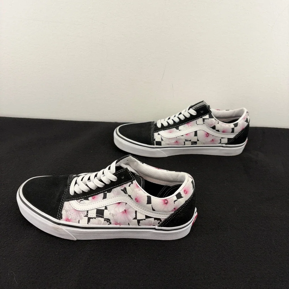 Vans Old Skool Pink Floral Checkerboard Low Top Skate Shoes Mens 8 Womens 9.5 - Picture 3 of 9